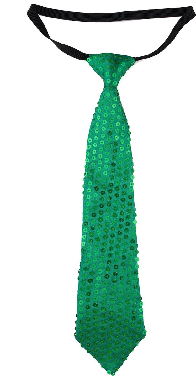 Elite - Groene lovertjes stropdas voor volwassenen - Accessoires > Stropdassen