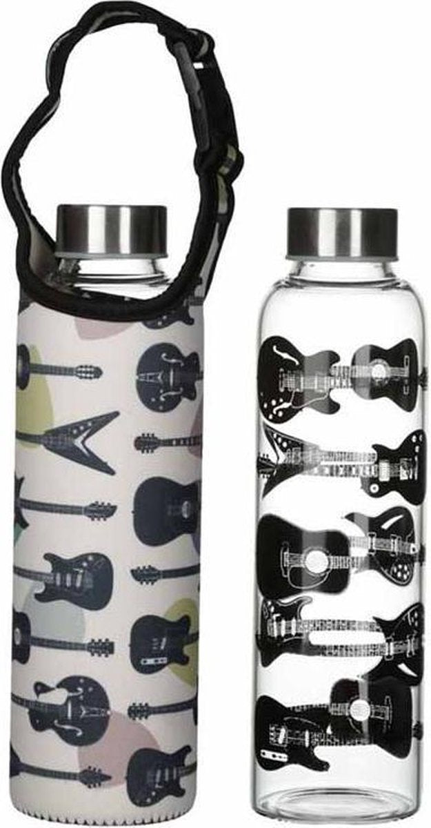 Glazen waterfles met houder - Headstock Gitaar