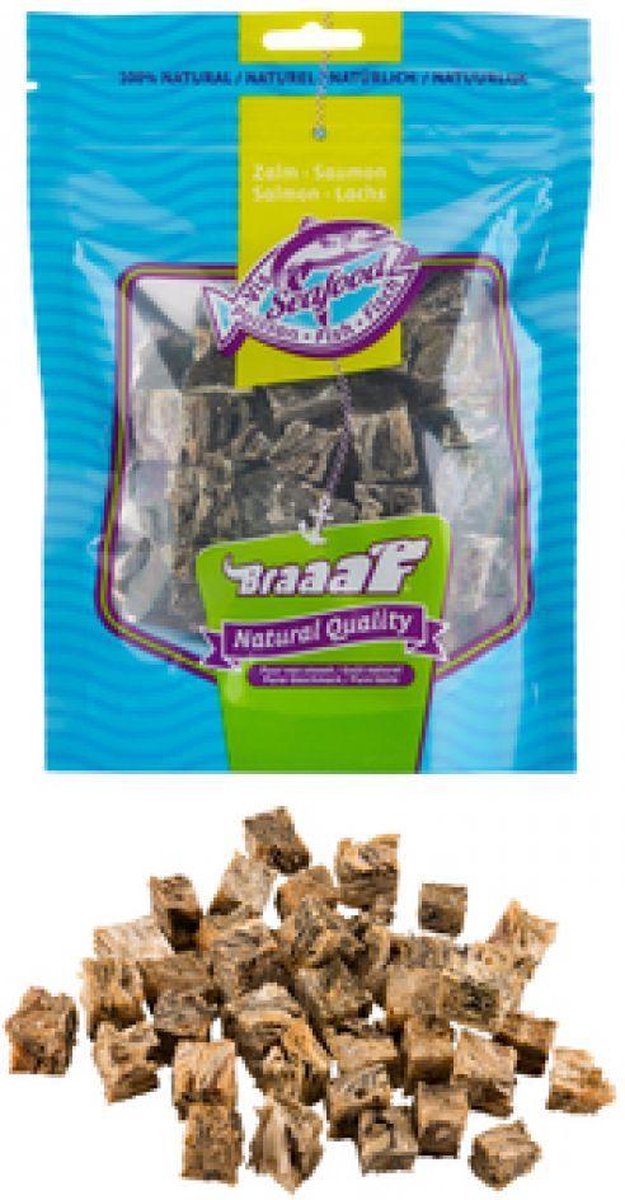 Braaaf Vissnack Zalmhuid Cubes 70 gr