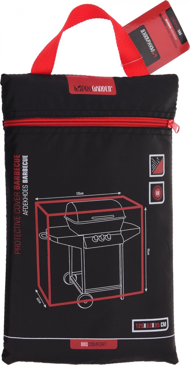 ProGarden luxe rechthoekige BBQ hoes - 125x62x95 cm - Met opbergtas