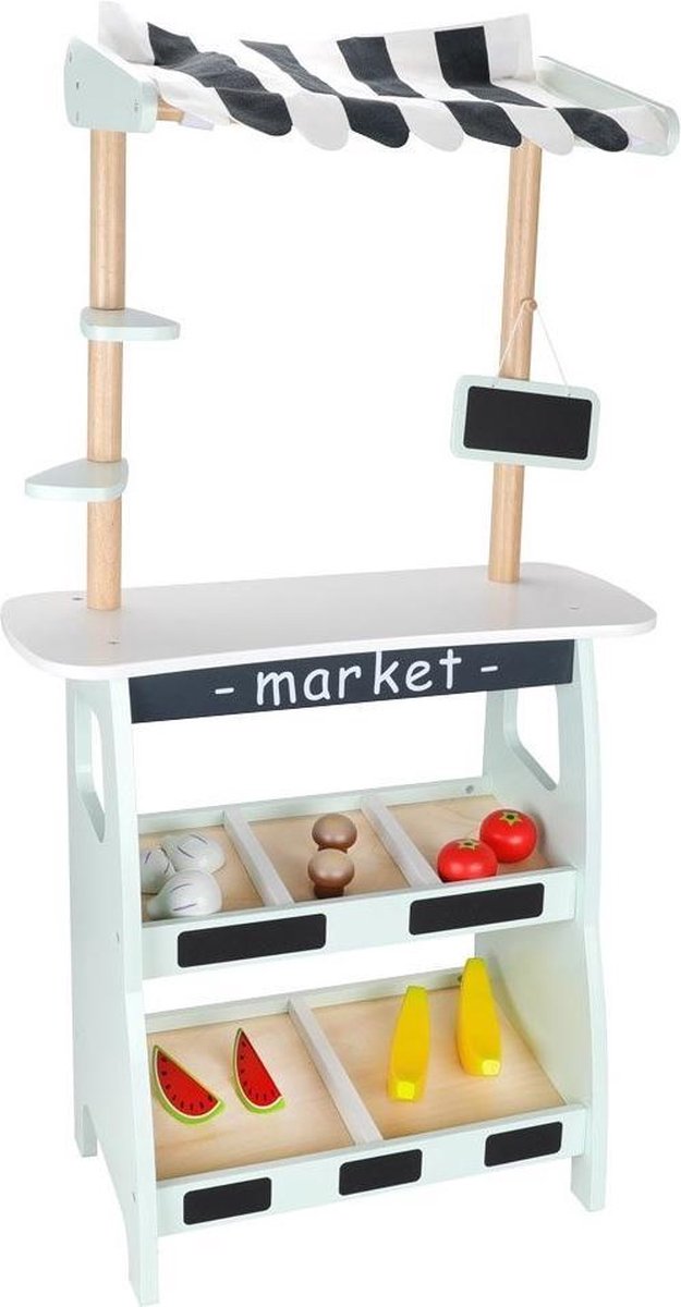 Mamabrum - Houten Marktkraam - Groenten en fruit kraam - Accessoires inbegrepen - Winkeltje Speelgoed - winkel