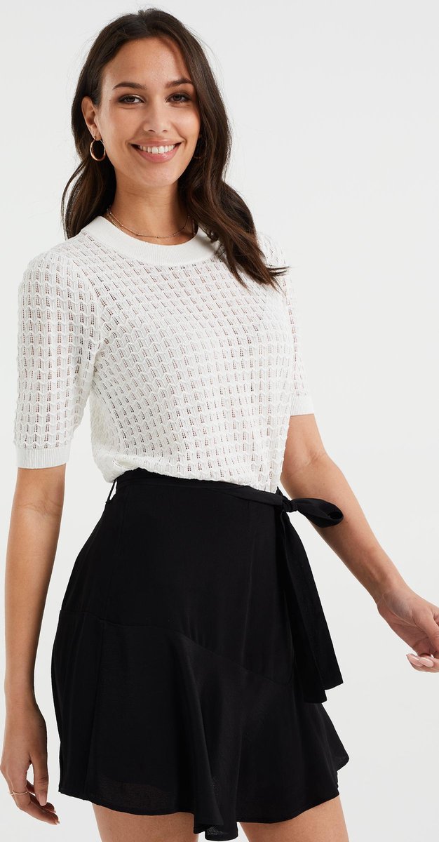WE Fashion Dames fijngebreide trui met structuur