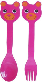 J.i.P. kinderbestek - vork en lepel - beer - paars