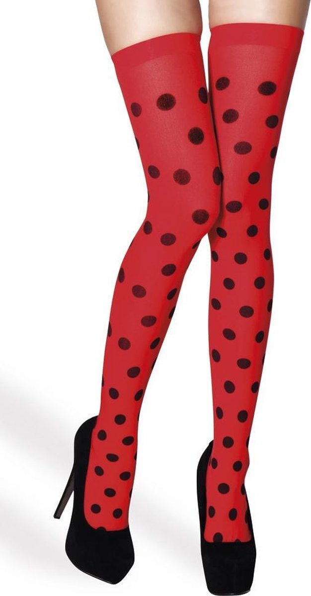 12 stuks: Kousen Lieveheersbeestje - Rood met zwarte stippen