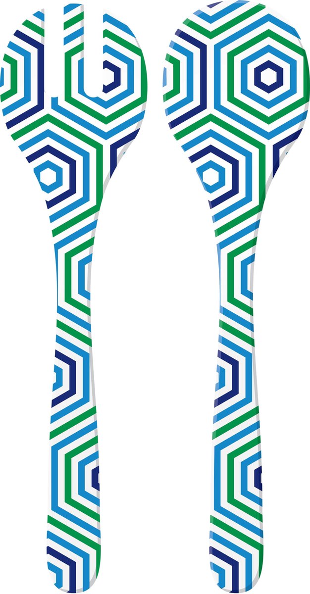 Zak Designs Riviera Saladebestek - Set van 2 Stuks - 32 cm - Blauw/Groen