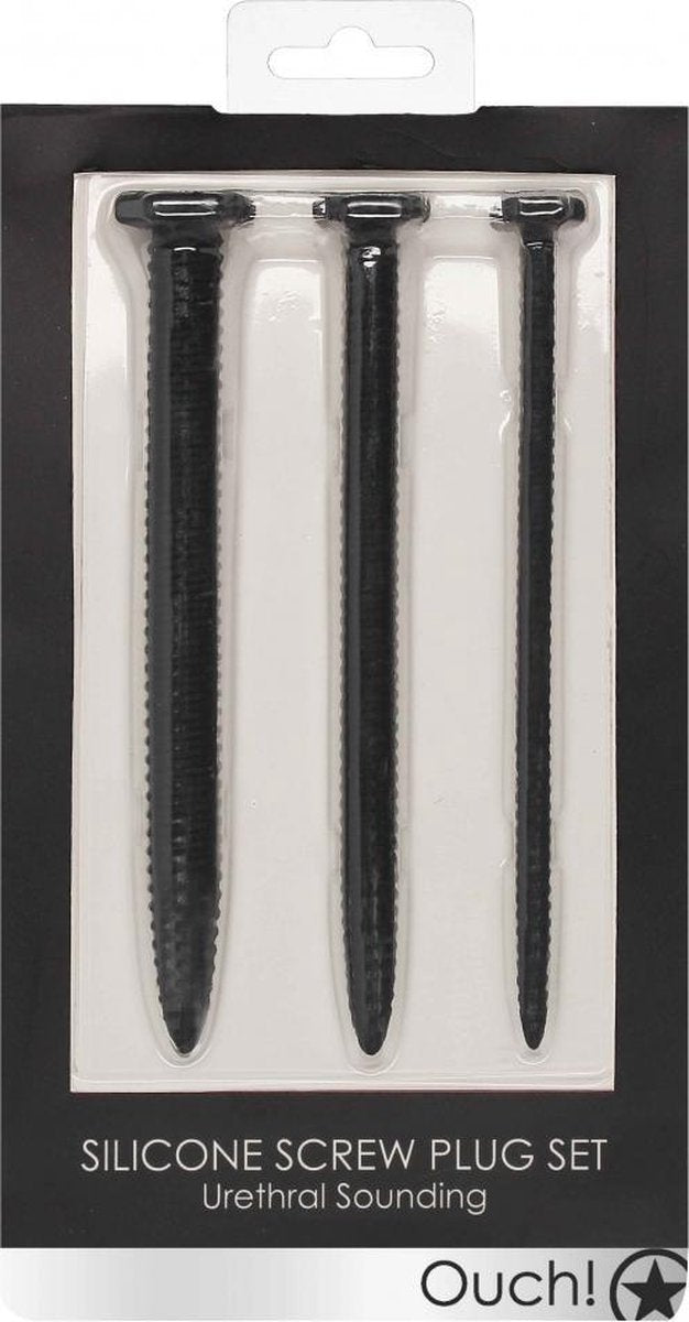 Silicone Screw Plug Set - Urethral Sounding - Black