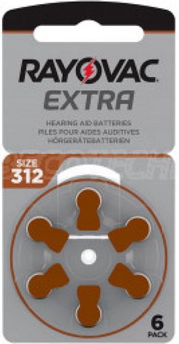 Rayovac Extra Advanced size 312 (bruin) gehoor apparaat knoopcel batterij 2 blisters a 6 stuks