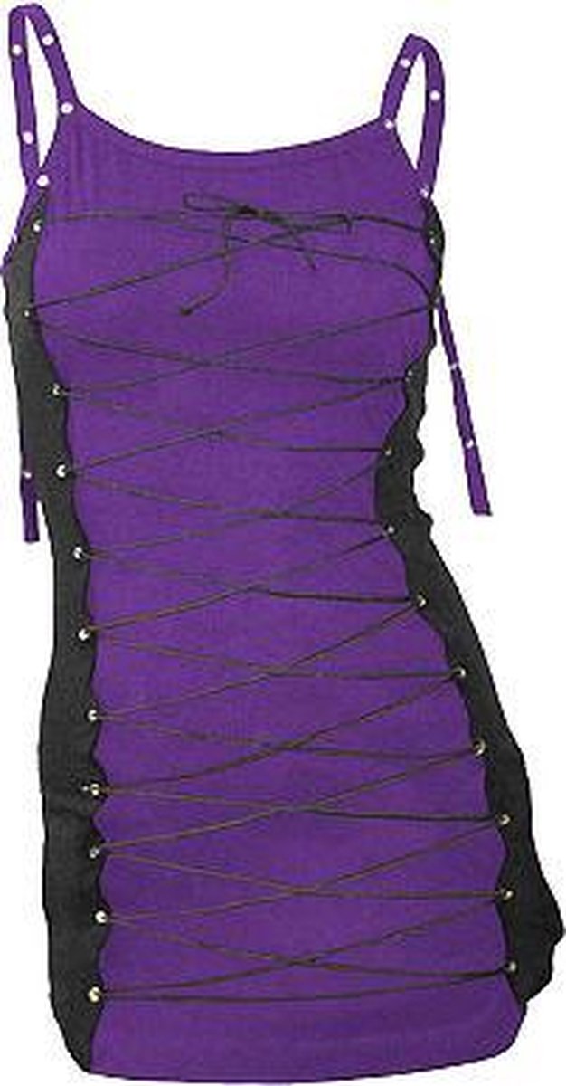 Spiral Mouwloze top -L- GOTHIC ROCK Zwart/Paars