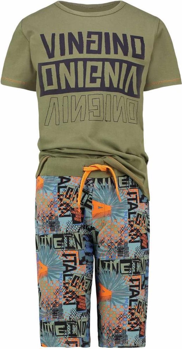 Vingino Wayne Jongens Shortama - Multicolor Army Green - Maat 98-104