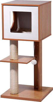 Rexa® Krabpaal met zachte kattenbed en speelbal | 49 x 40 x 91 cm | Kattenkrabpaal Krabpaal Voor Katten | Kat Paal | Gemakkelijk te reiningen