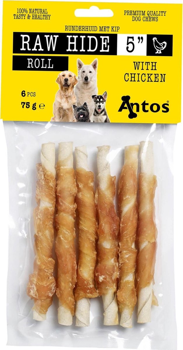Antos Runderhuid Met Kip Rol Kip&Rund - Hondensnacks - 75 g