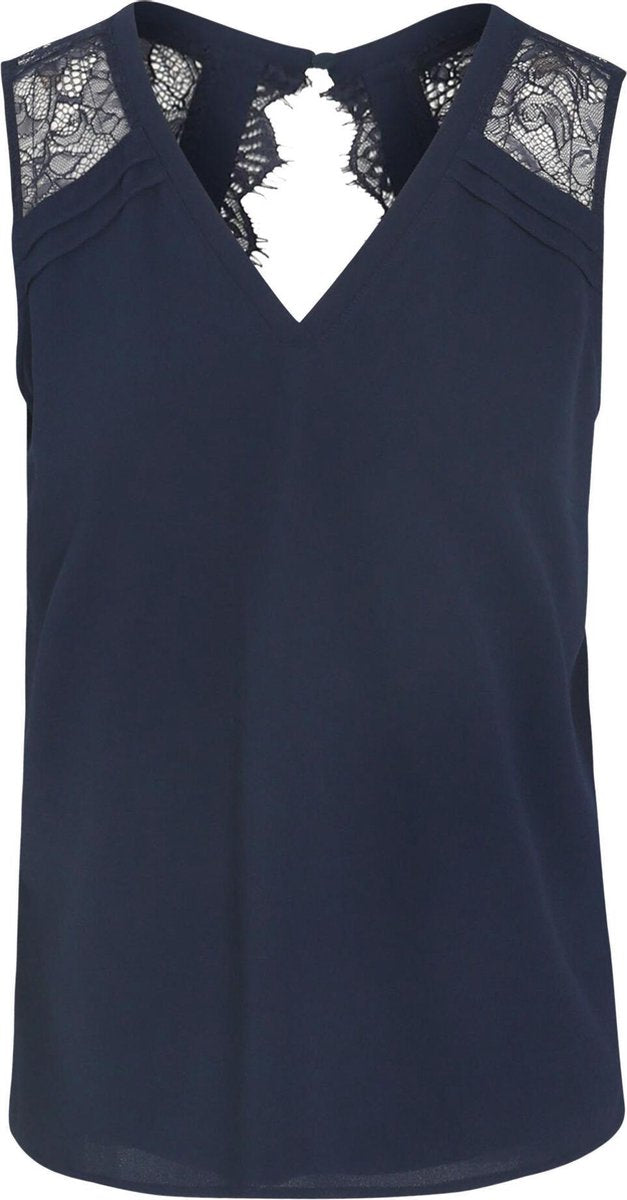 Cassis - Top met kant - Marineblauw