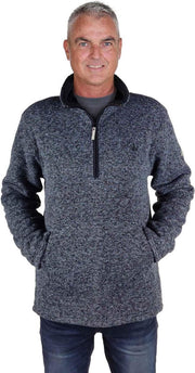 BJØRNSON Fijn Gebreide Pullover Teddyvoering Heren Donkerblauw Melange - Maat XL - STANN