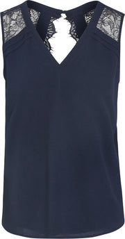 Cassis - Top met kant - Marineblauw
