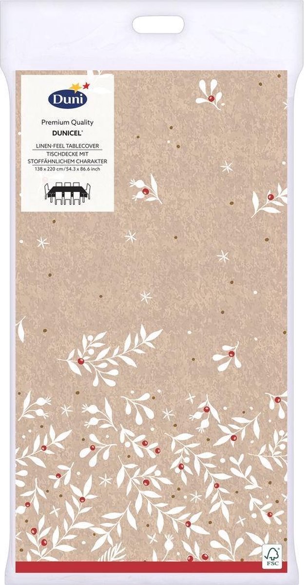 Duni Tafelkleed Xmas Berries 138 X 220 Cm Beige