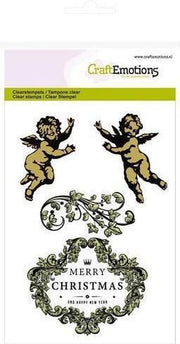 CraftEmotions clearstamps A6 - engeltjes ornament label Purple Holiday
