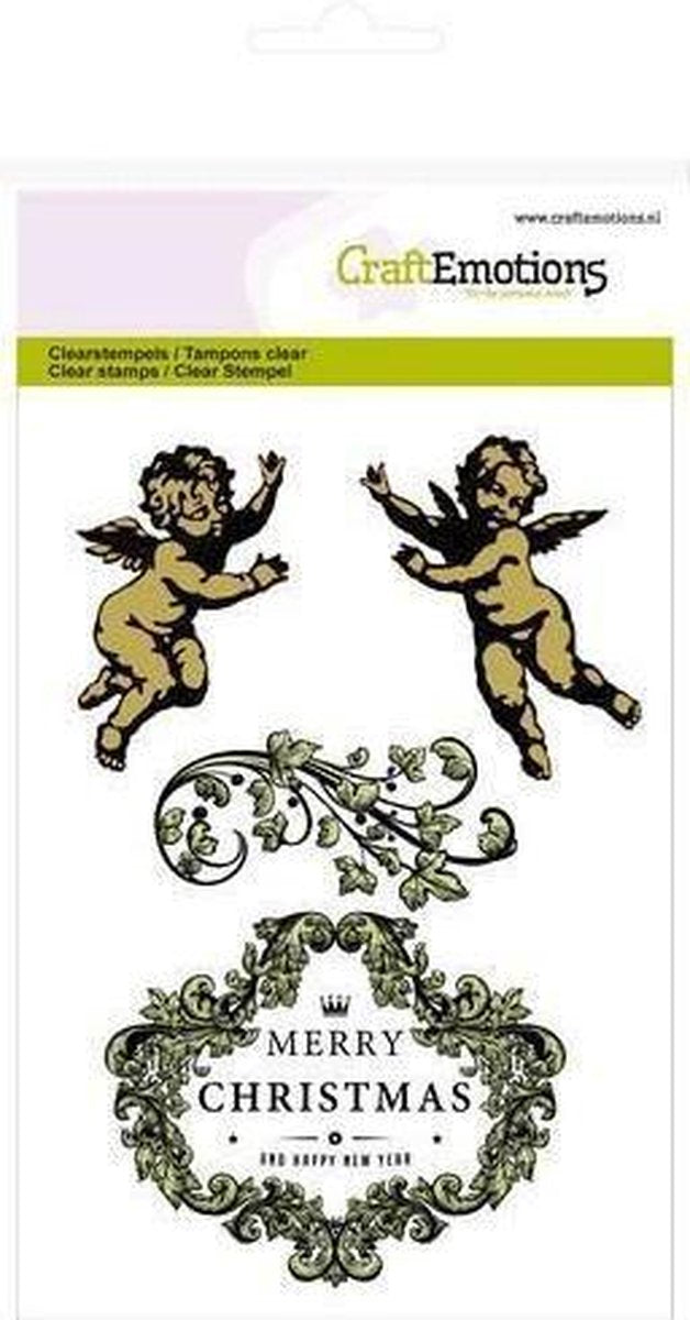CraftEmotions clearstamps A6 - engeltjes ornament label Purple Holiday
