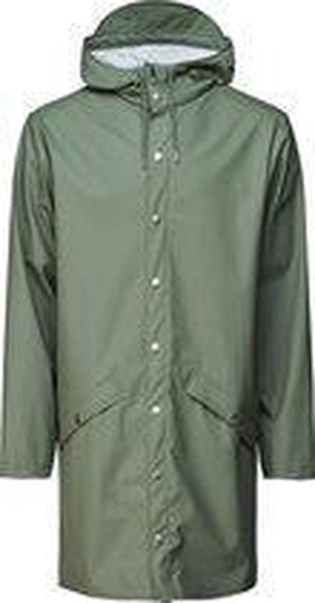 Rains Long Jacket Olive Unisex - Maat S/M