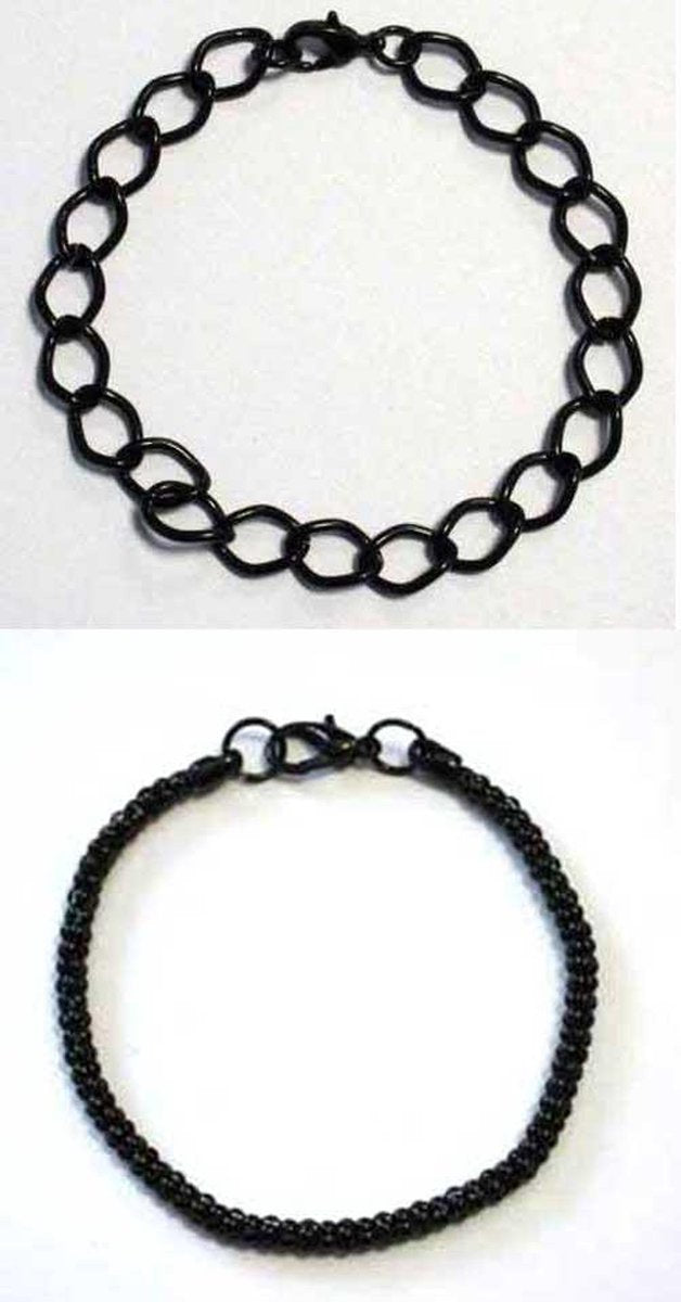 2 Armbanden met Sluiting - 18cm - Zwart