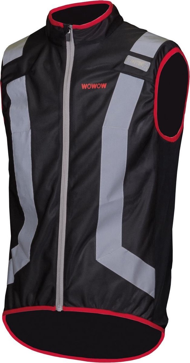 Wowow VEST FLANDRIEN met geïntegreerde led op rug - REFLECTIE ZWART XS - mouwloos fietsjas