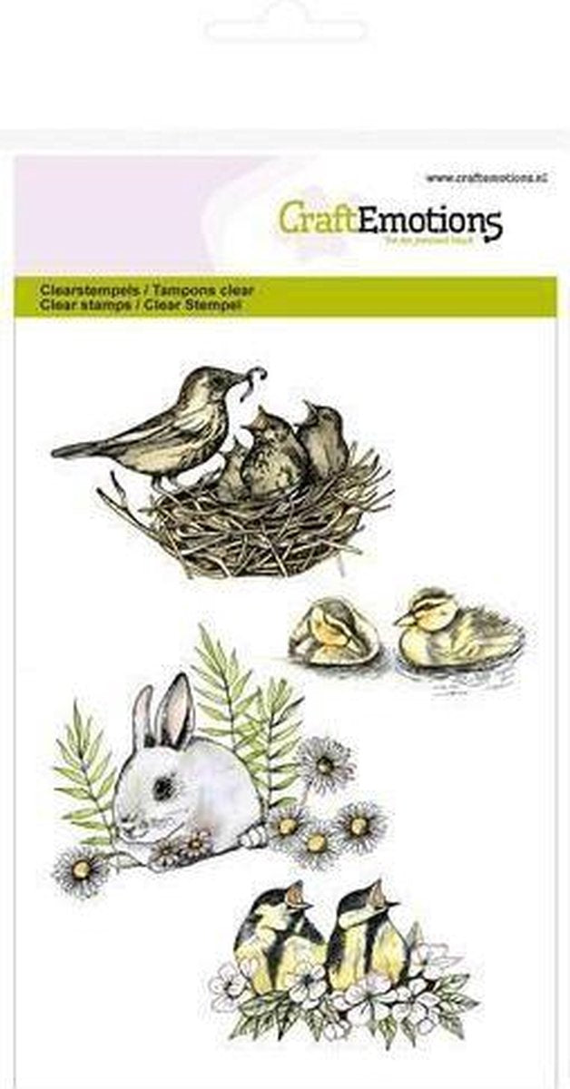 CraftEmotions stempel A6 - vogels. konijn