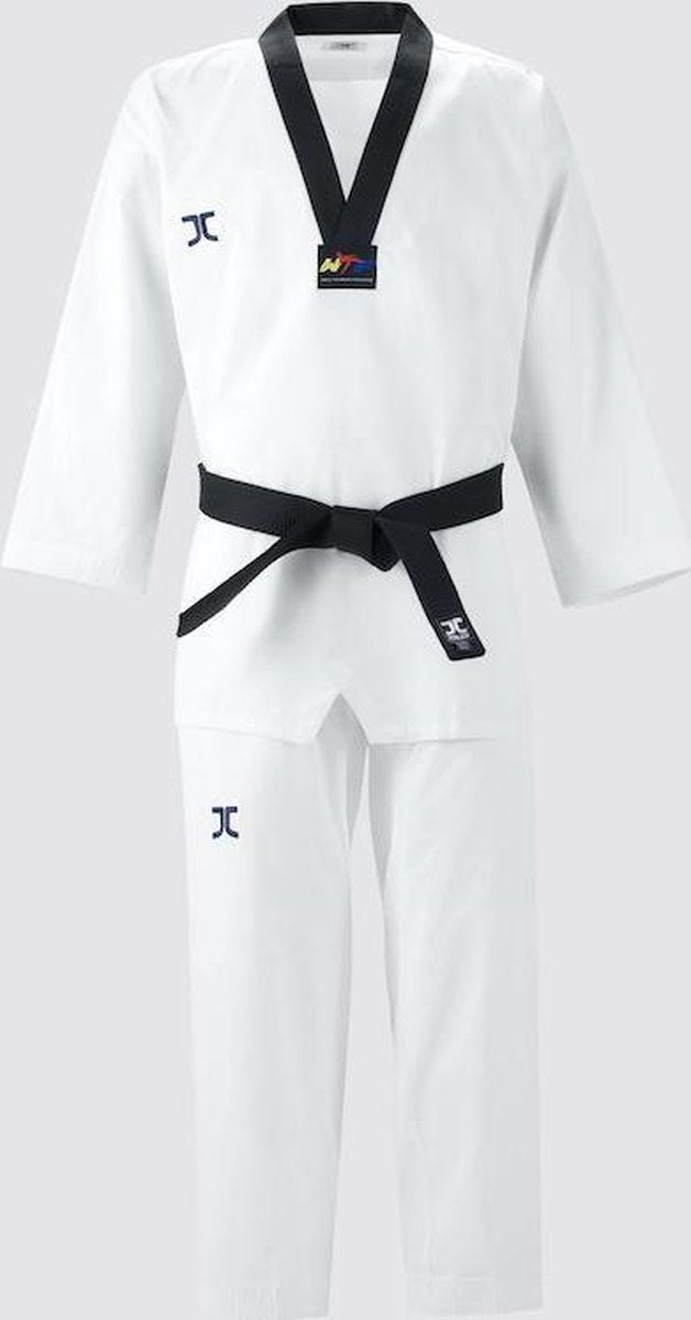 JCalicu Taekwondo-pak dan (dobok) JC-Club | WT | wit-zwart - Product Maat: 100