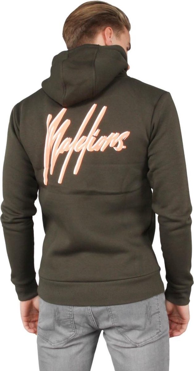 Malelions Double Signature Hoodie - Army/Neon Orange