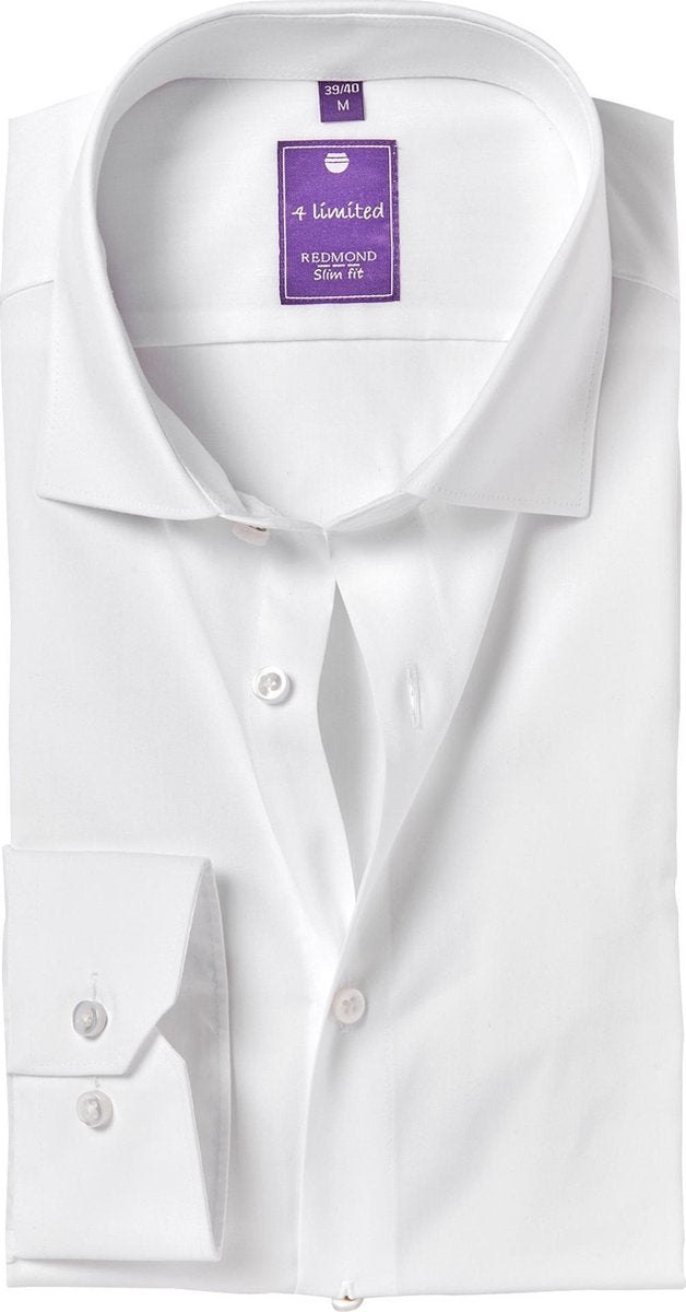Redmond slim fit overhemd - wit - Strijkvriendelijk - Boordmaat: 43/44