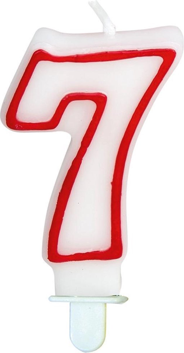 Tib Cijferkaars ''7'' 8 Cm Wax Wit/rood