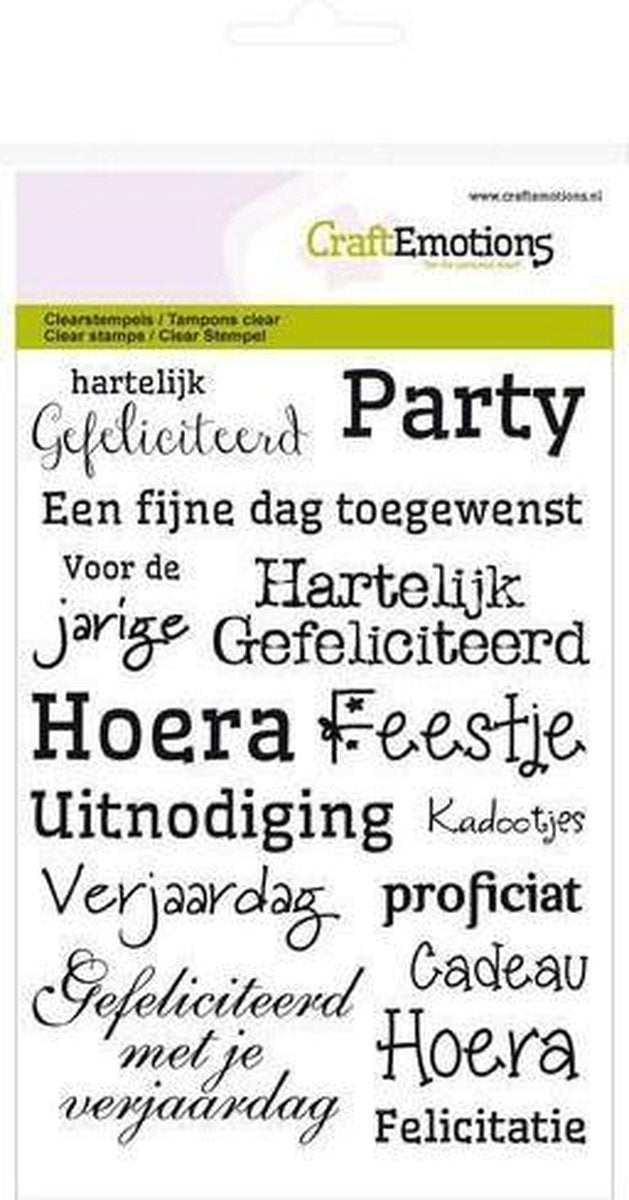 CraftEmotions clearstamps A6 -tekst NL gefeliciteerd