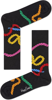 Happy Socks Rope Sokken - Zwart/Multi - Maat 41-46