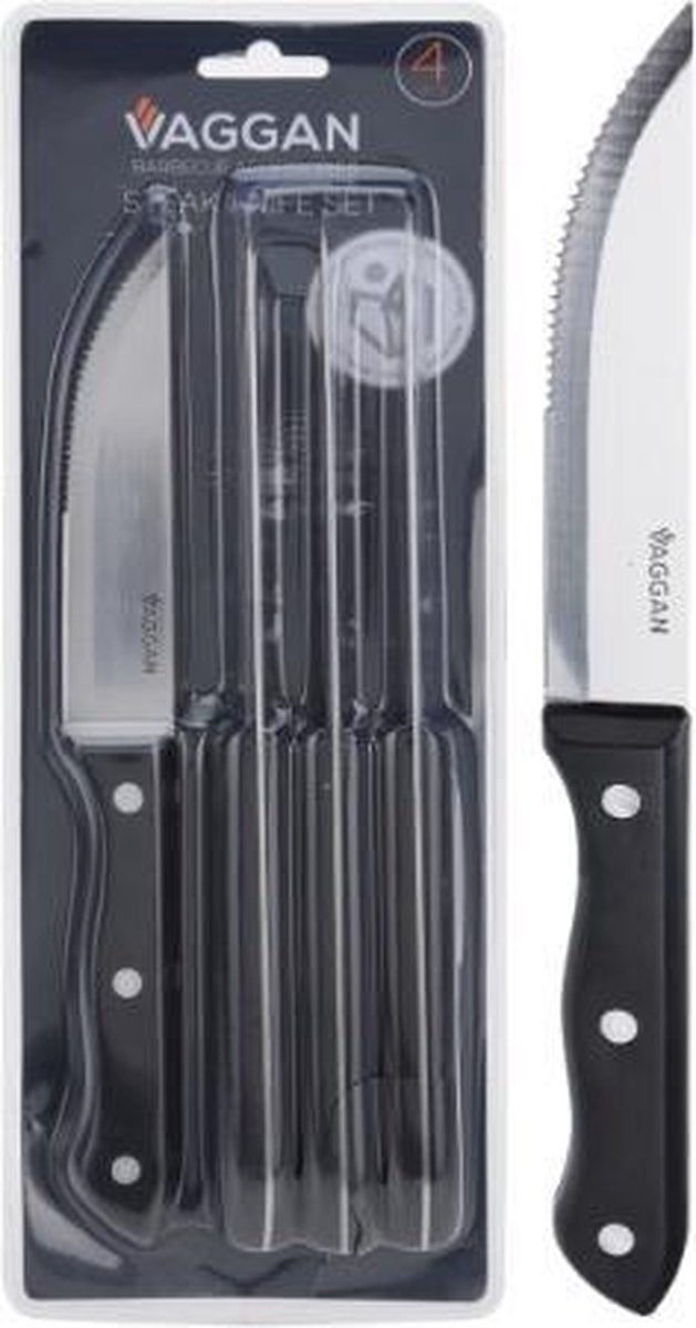 Steakmessen - RVS - 4 stuks - Zwart