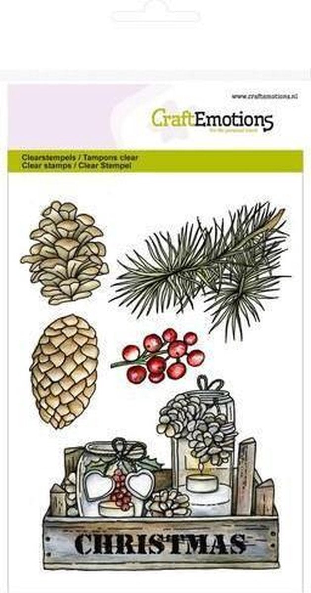 CraftEmotions clearstamps A6 - kistje decoraties Home for Christmas