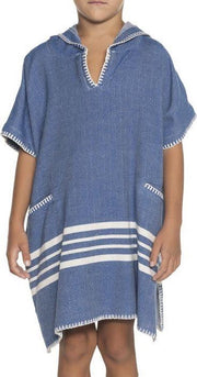 Kinder Strandponcho Hamam Royal Blue - Leeftijd 4-5 jaar (104/110) - kinderponcho - badponcho - strandcape - badcape - jongens/meisjes/unisex pasvorm - poncho handdoek voor kinderen met capuchon - zwemponcho - badcape