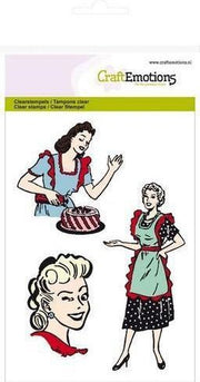 CraftEmotions clearstamps A6 - 3 lady's Fifties Kitchen
