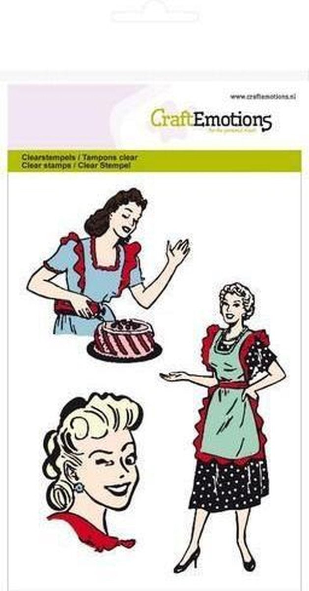 CraftEmotions clearstamps A6 - 3 lady's Fifties Kitchen