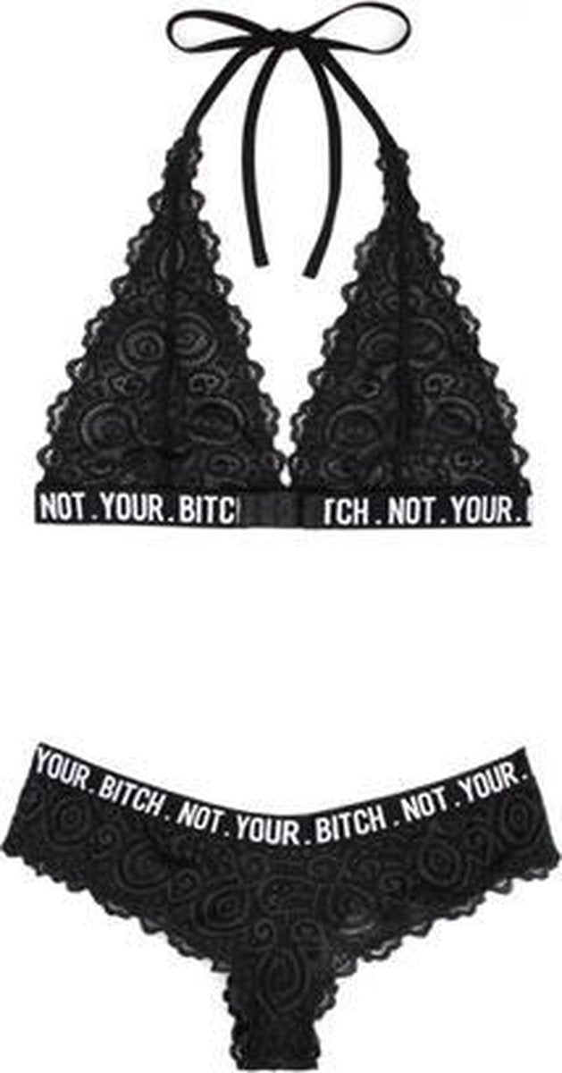Kanten BH-Set Not Your Bitch - S/M - Zwart - Sexy Lingerie & Kleding - Lingerie Dames -  Dames Lingerie - BH-Sets
