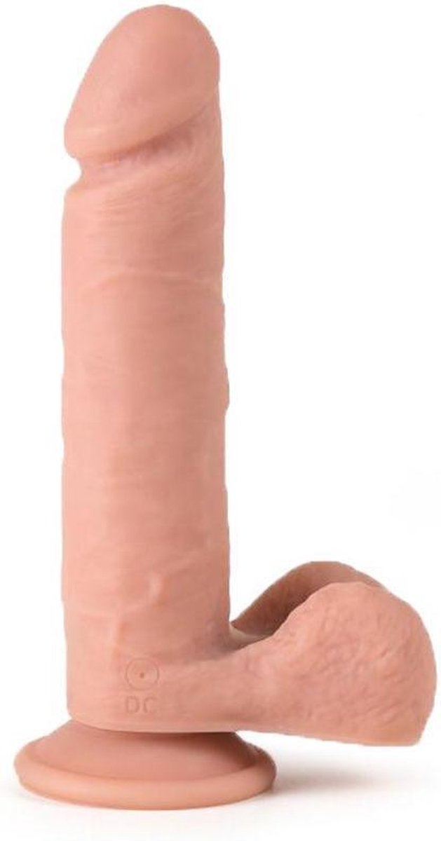 Virgite vibrerende dildo van 21 cm met ballen en remote control - beige