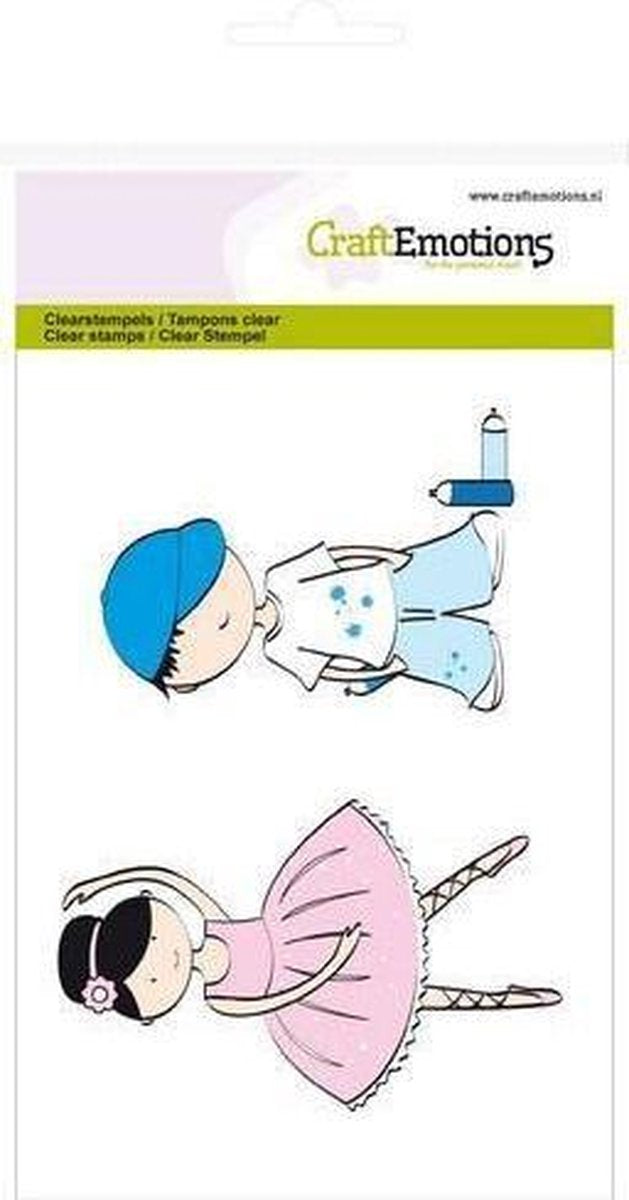 CraftEmotions clearstamps A6 - jongen en meisje