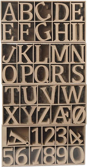 Wooden Letters and Numbers. H: 8 cm. 1.5 cm. mdf. 246 pc