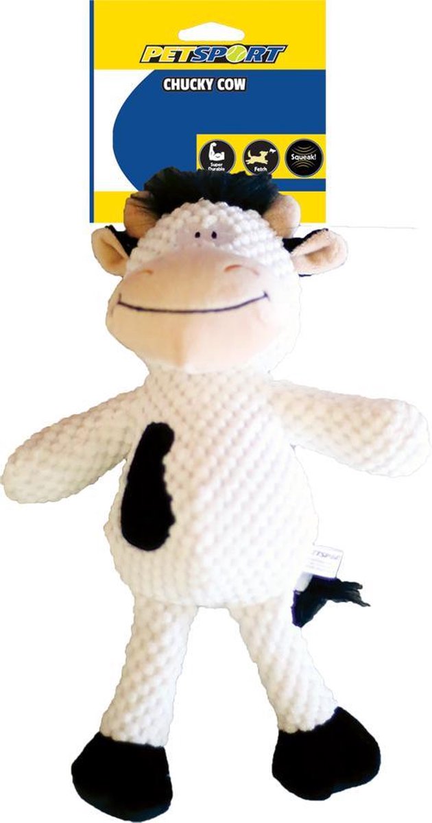 Chucky Cow Zwart Hondenspeelgoed Honden Hondenknuffel