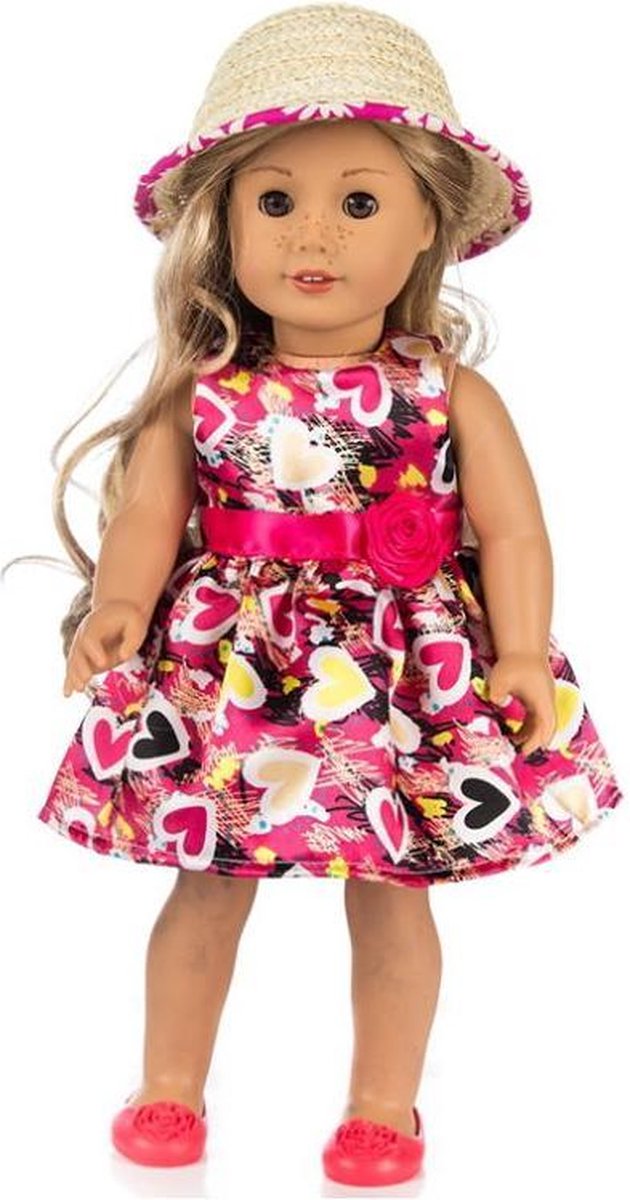 Akyol® Poppenkleding – Baby – Roze – Hartjes – Poppenkleertjes – 45 cm