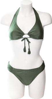 334.22 Shiny green triangle bikini 38CD