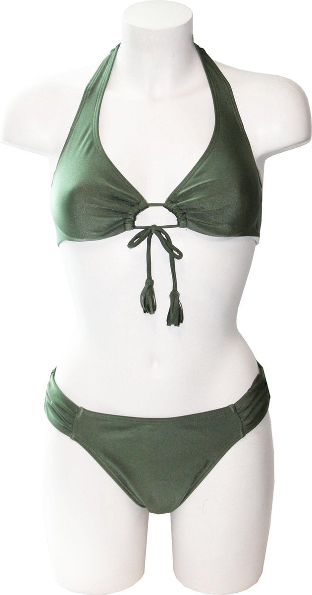 334.22 Shiny green triangle bikini 38CD