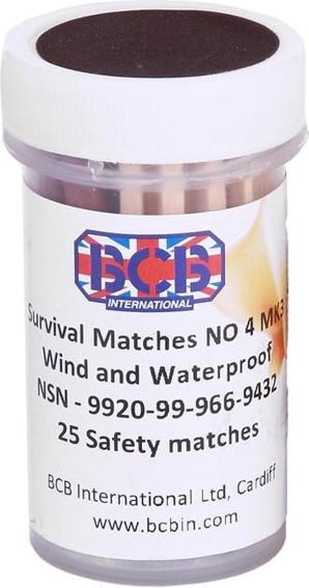 B.C.B. Waterproof matches in koker 1x25st