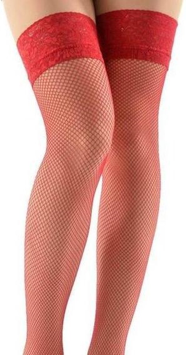Visnet hold up kousen maat M (rood)