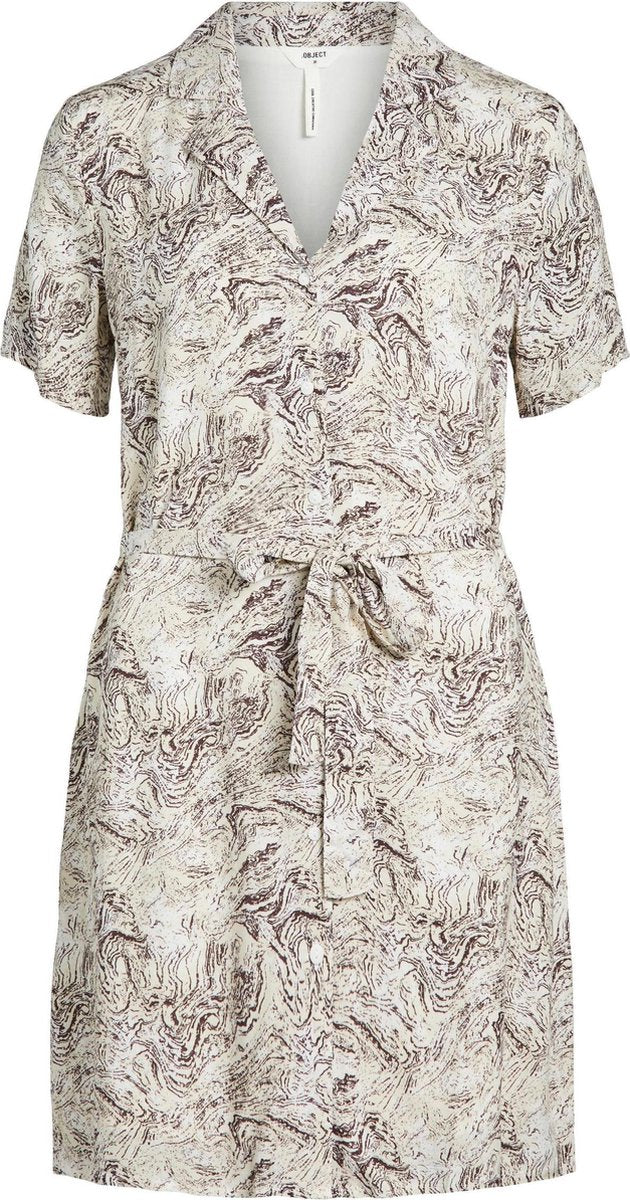 Object OBJKINNA S/S SHORT DRESS Silver Gray Dames Jurk - Maat 34