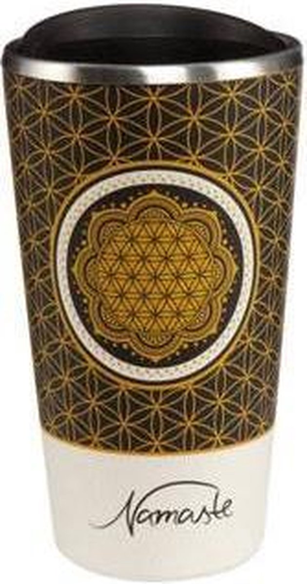 Goebel Quality:  Flower of Life Black  Mug to Go