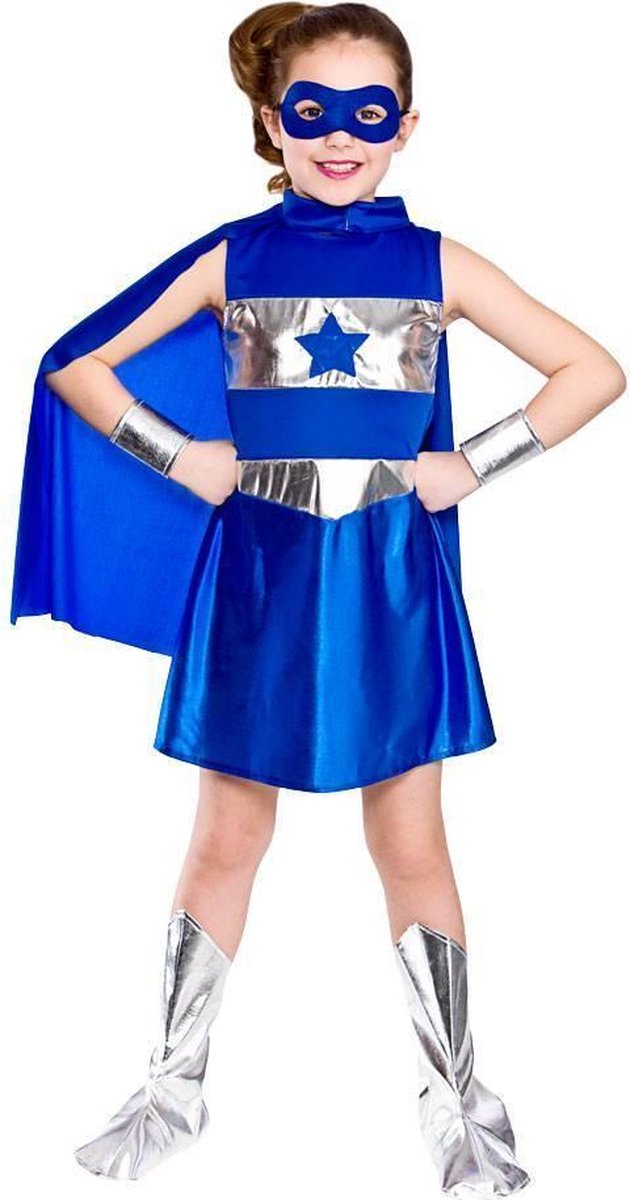 E-Carnavalskleding.nl: 116cm - e-Carnavalskleding.nl Super Hero jurkje in blauw
