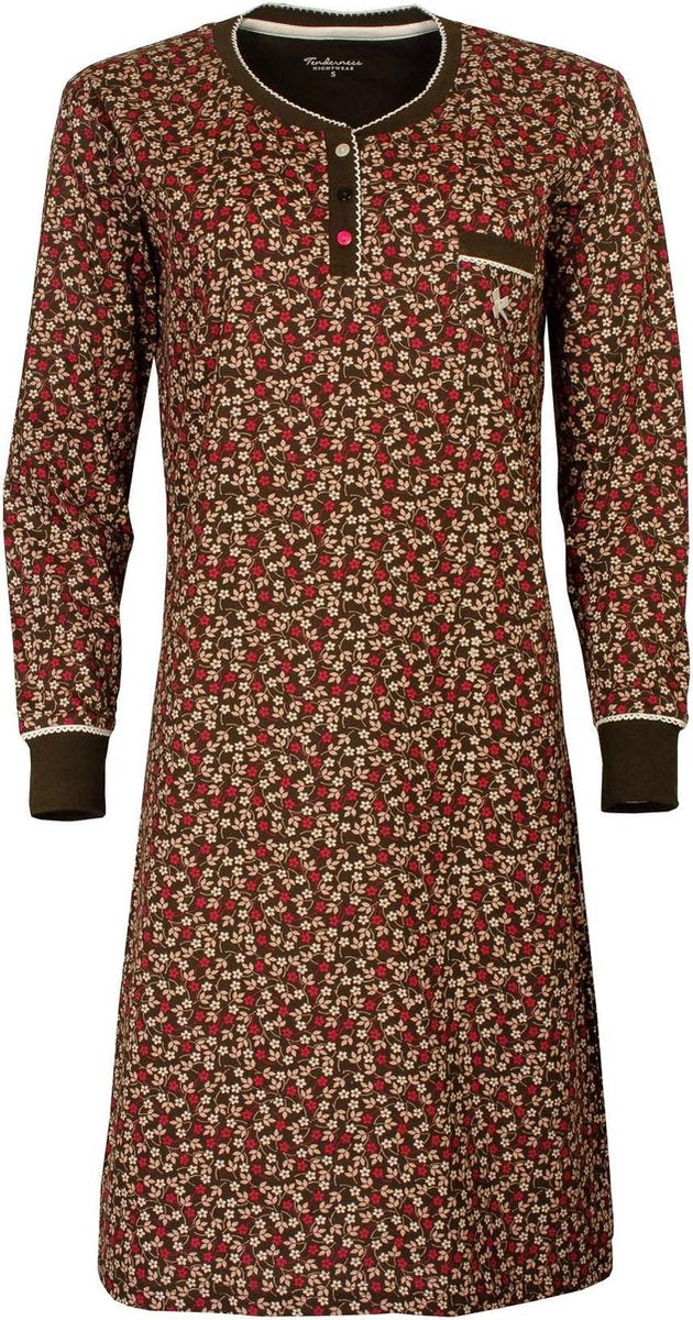 Tenderness Dames nachthemd Bruin TENGD2901A Maten: XXL